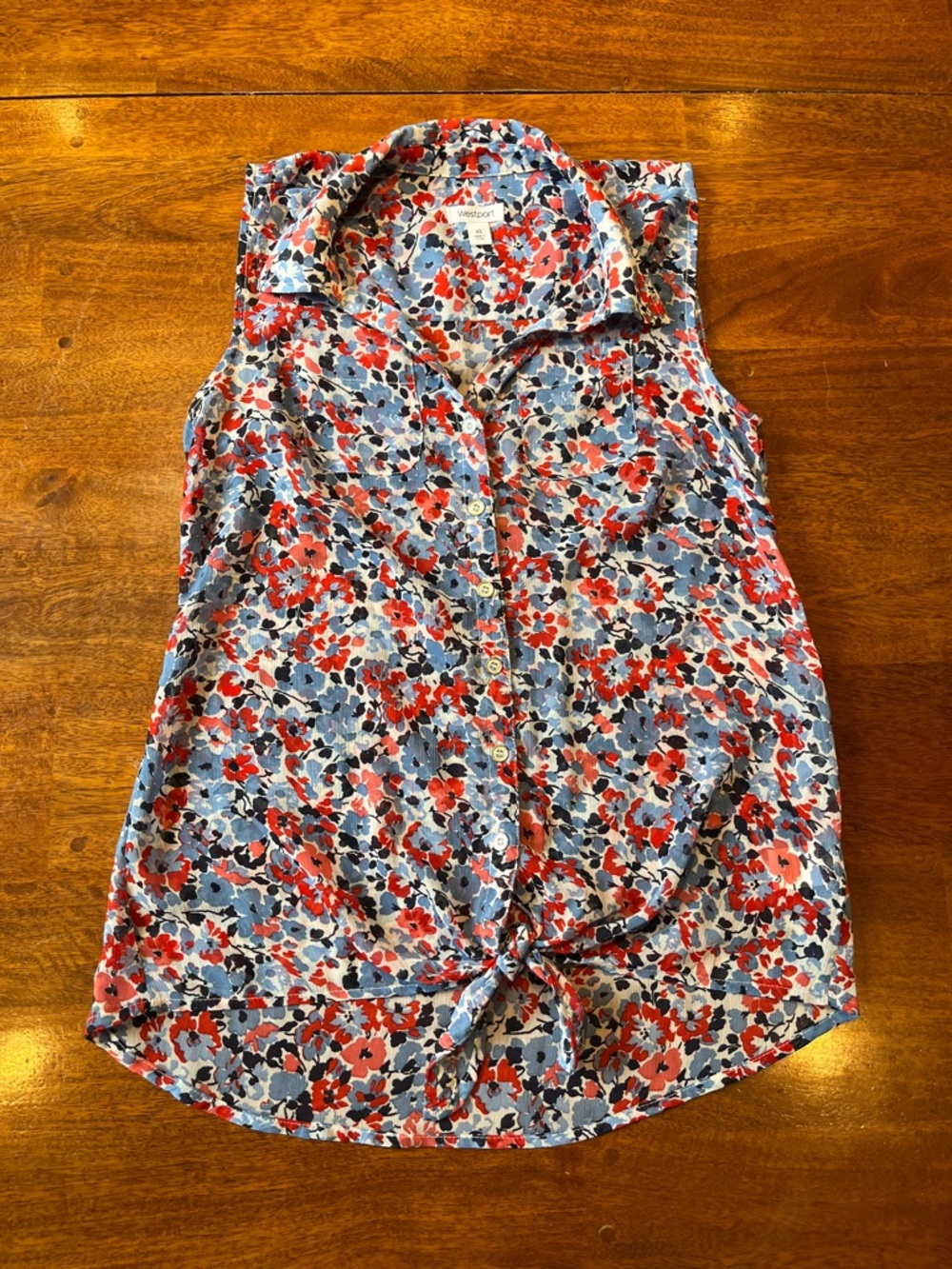 Westport Floral Tie-Front Sleeveless Blouse